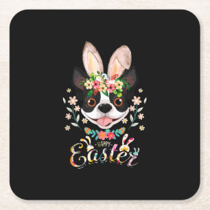 Happy Easter Bunny Boston Terrier Liebhaber von Os Rechteckiger Pappuntersetzer