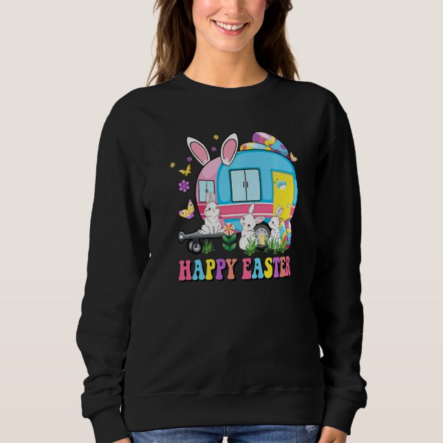 Happy Easter Bunny Camping Osterfest Bunny Camper  Sweatshirt (Vorderseite)