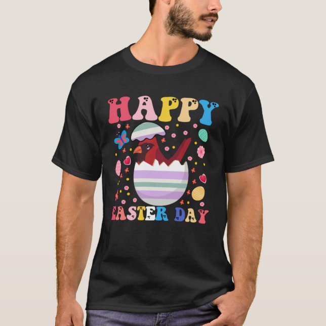 Happy Easter Bunny Cardinal  Easter Day Groovy T-Shirt (Vorderseite)