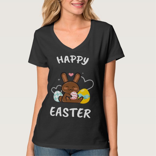 Happy Easter Bunny Chicks Egg Hunting Cute Cool T-Shirt (Vorderseite)
