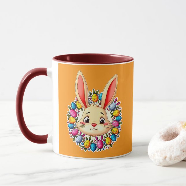 Happy Easter Bunny – Colorful Spring Art caneca Tasse (Mit Donut)