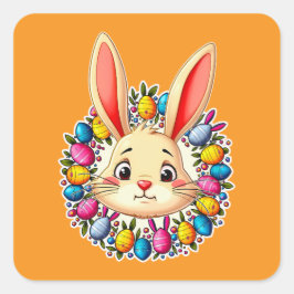 Happy Easter Bunny – Colorful Spring - Autocolante Quadratischer Aufkleber