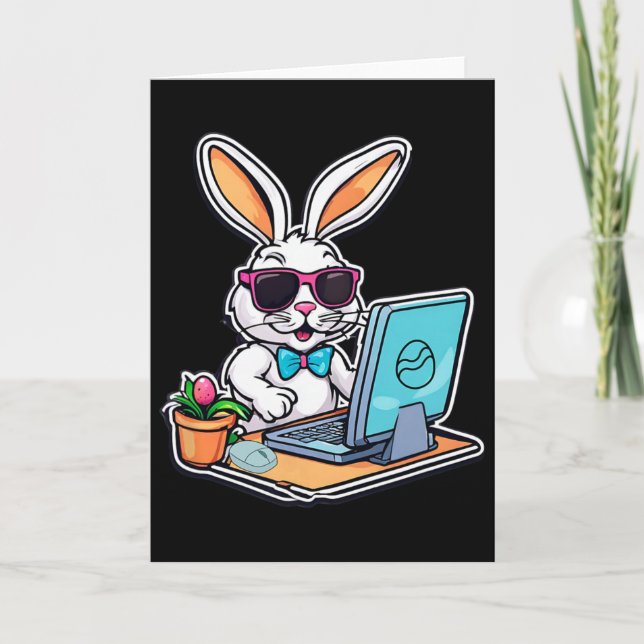 Happy Easter Bunny Computer Video Game Lovers 1  Karte (Vorderseite)