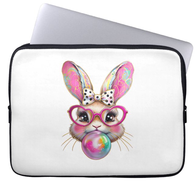 Happy Easter Bunny Coquette Bow Brushstroke Easter Laptopschutzhülle (Vorderseite)
