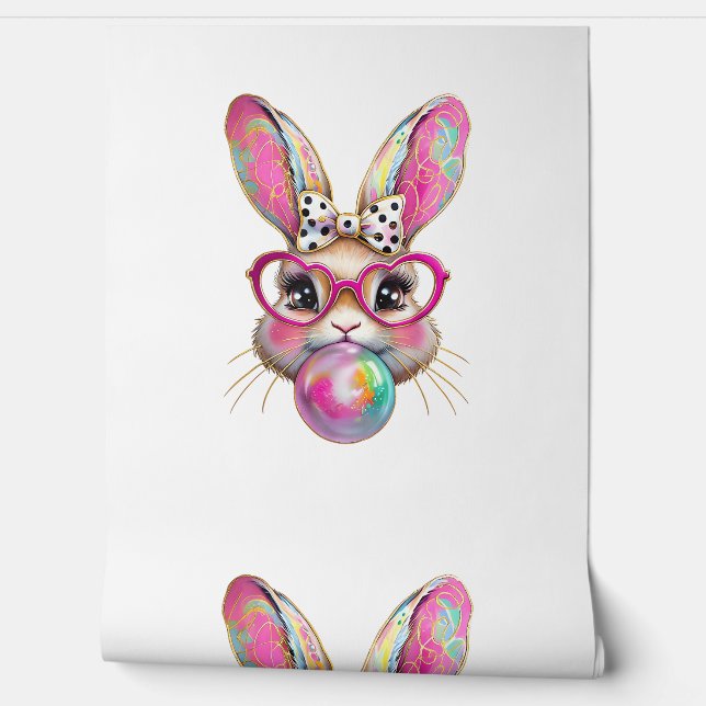 Happy Easter Bunny Coquette Bow Brushstroke Easter Tapete (Abrollen)