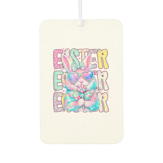 Happy Easter Bunny Coquette Bow Preppy Easter Day  Autolufterfrischer (Vorderseite)