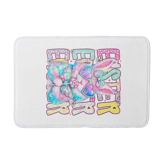 Happy Easter Bunny Coquette Bow Preppy Easter Day  Badematte (Vorderseite)