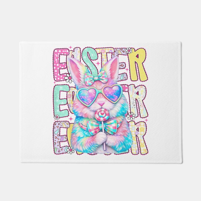 Happy Easter Bunny Coquette Bow Preppy Easter Day  Fußmatte (Vorderseite)