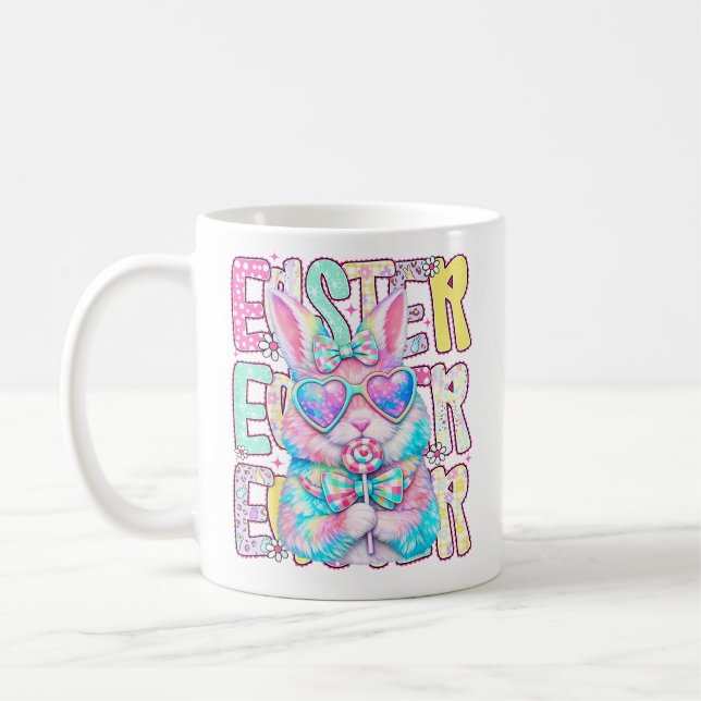 Happy Easter Bunny Coquette Bow Preppy Easter Day  Kaffeetasse (Links)