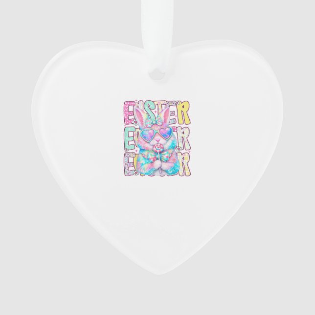 Happy Easter Bunny Coquette Bow Preppy Easter Day  Ornament (Vorderseite)