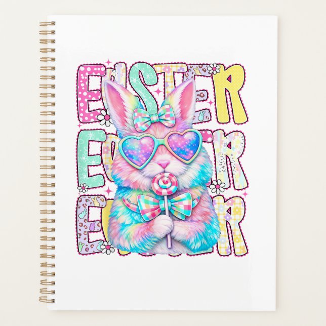 Happy Easter Bunny Coquette Bow Preppy Easter Day  Planer (Vorderseite)
