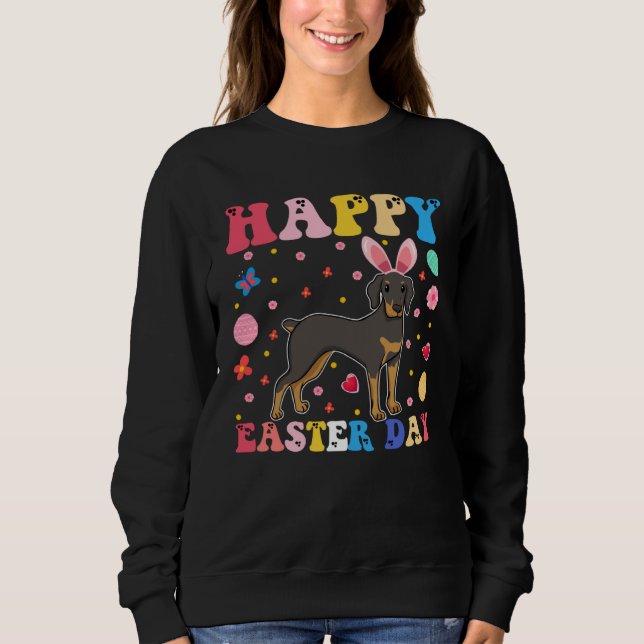 Happy Easter Bunny Doberman  Easter Day Groovy Sweatshirt (Vorderseite)