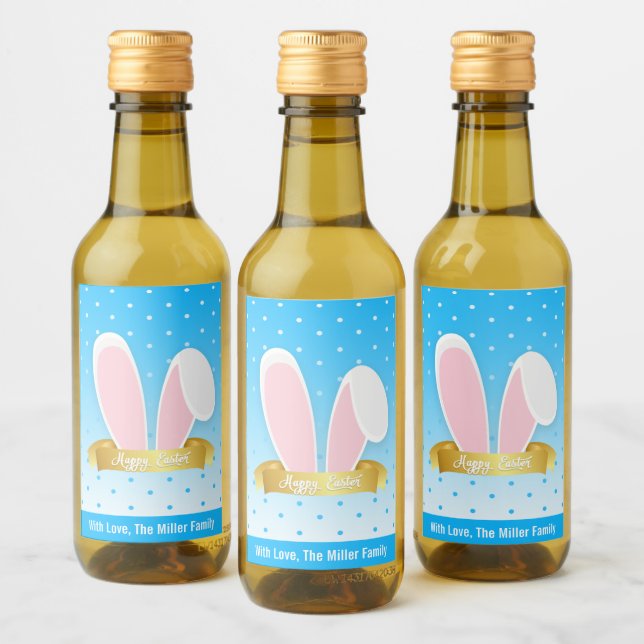 Happy Easter Bunny Ears Blaue Mini Weinkarte Set Weinetikett (Flaschen)