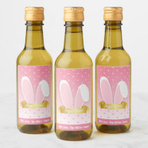 Happy Easter Bunny Ears Pink Mini Weinkeller Set