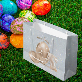 Happy Easter Bunny Egg Glitzer Elegante Modernste Große Geschenktüte