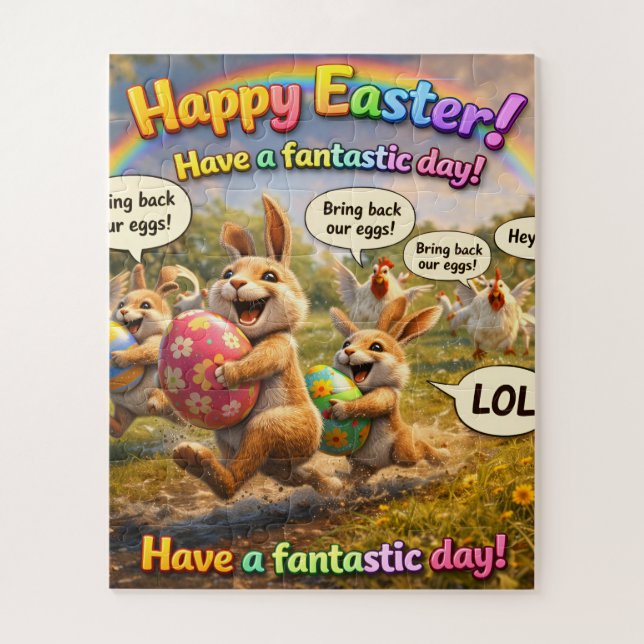 Happy Easter bunny egg heist jigsaw puzzle whimsic (Vertikal)