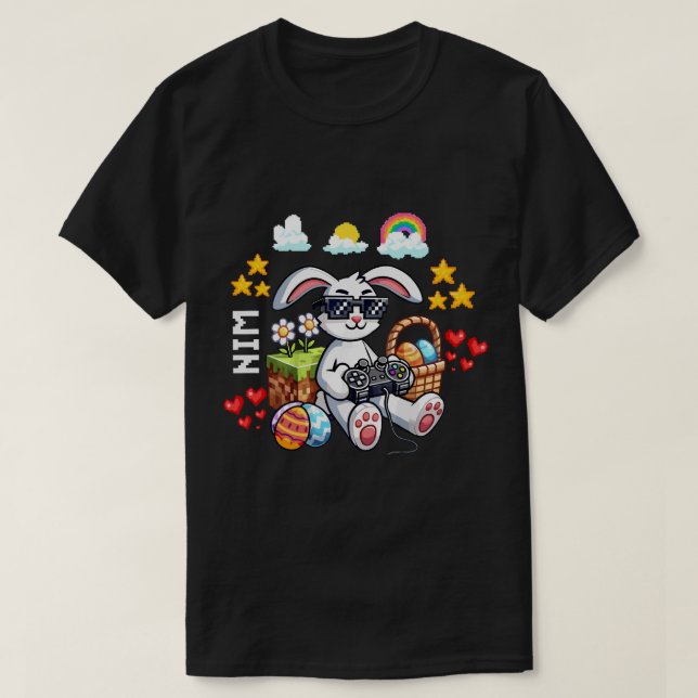 Happy Easter Bunny Egg Video Game l Gamer Oster T-Shirt (Design vorne)
