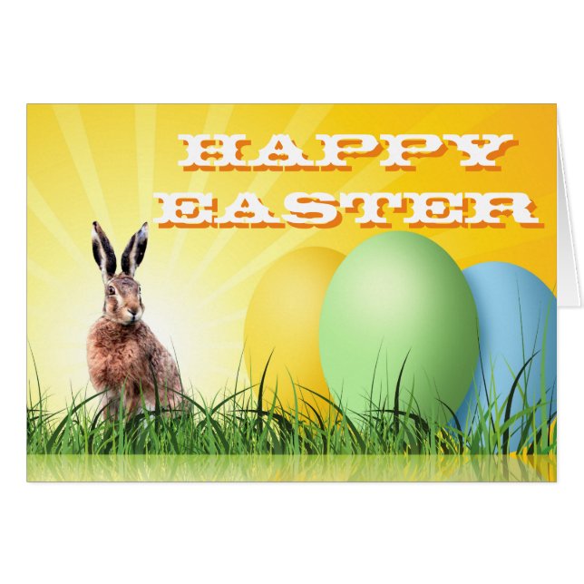 HAPPY EASTER - Bunny & Eggs (Vorderseite (Horizontal))