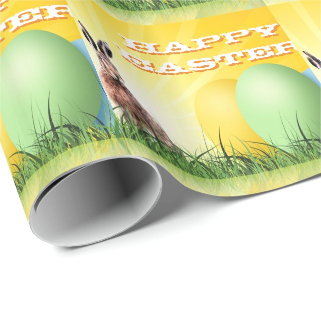 HAPPY EASTER - Bunny & Eggs Geschenkpapier (Rolleneckpunkt)