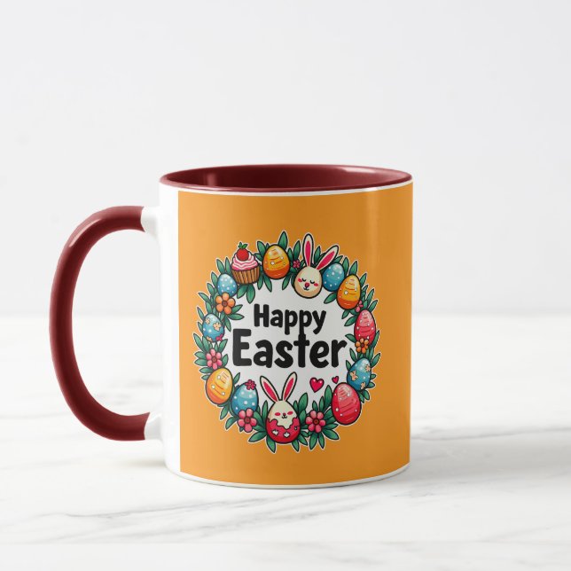 Happy Easter – Bunny & Eggs Illustration caneca Tasse (Links)