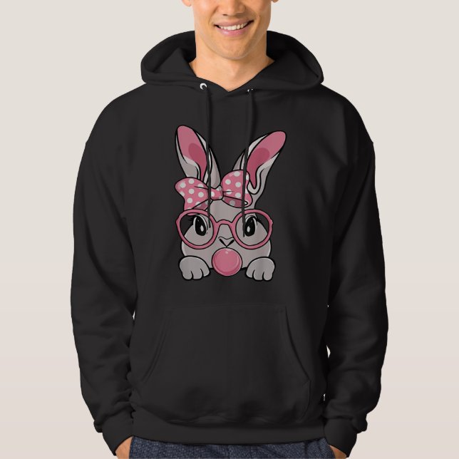 Happy Easter Bunny Face Bow Tie Headband Glasses B Hoodie (Vorderseite)