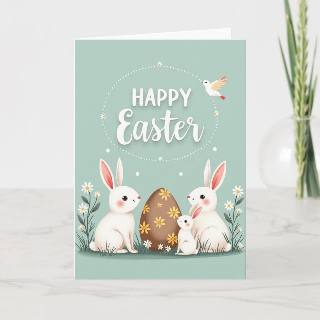 Happy Easter Bunny Family Card Karte (Vorderseite)