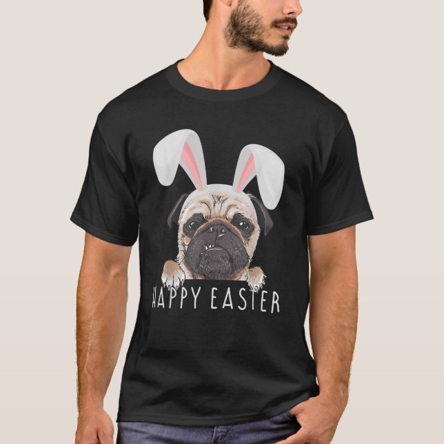 Happy Easter Bunny Funny Pajama Dress Pug Party Ra T-Shirt (Vorderseite)