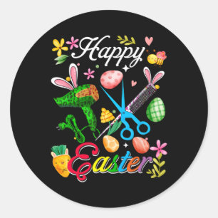 Happy Easter Bunny Hair Stylist Tools Job Team Hun Runder Aufkleber
