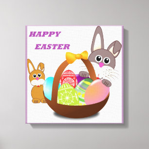 "HAPPY EASTER" BUNNY LEINWANDDRUCK