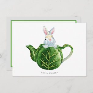 Happy Easter Bunny Lettuce Teapot Feiertagskarte