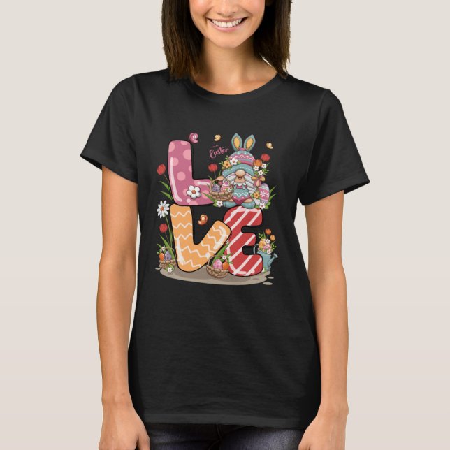 Happy Easter Bunny LOVE Gnome  Easter Egg Hunting  T-Shirt (Vorderseite)