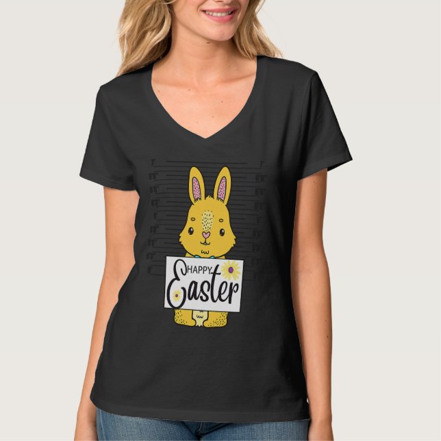 Happy Easter Bunny Mugshot Rabbit  Easter Day Cute T-Shirt (Vorderseite)