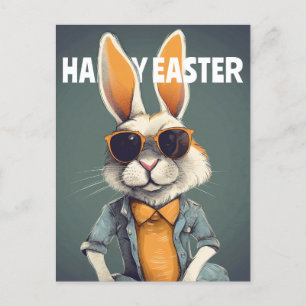 Happy Easter Bunny Orange Sunglasses Funny Postkarte
