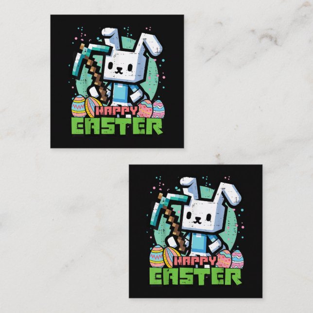 Happy Easter Bunny Pixel Game  Begleitkarte (Vorne/Hinten)