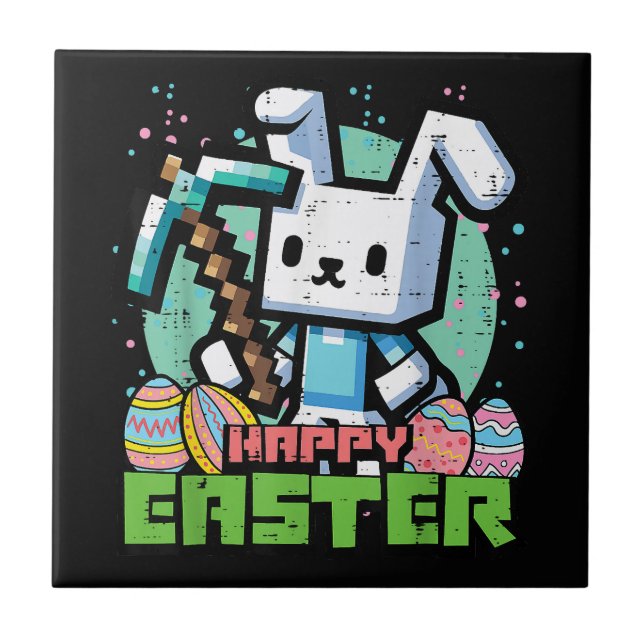 Happy Easter Bunny Pixel Game  Fliese (Vorderseite)