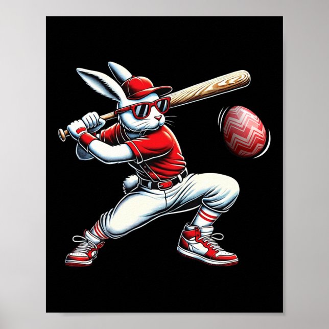 Happy Easter Bunny Playing Sell Ostersport Kinder Poster (Vorne)