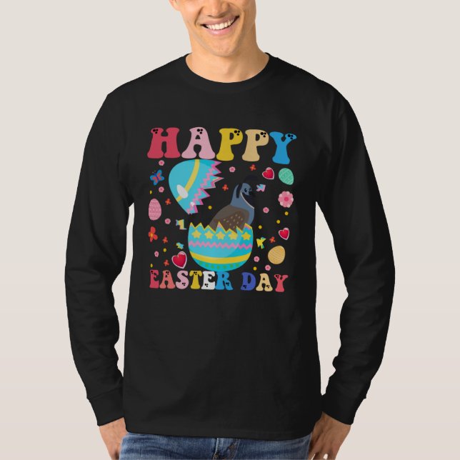 Happy Easter Bunny Quail  Easter Day Groovy T-Shirt (Vorderseite)