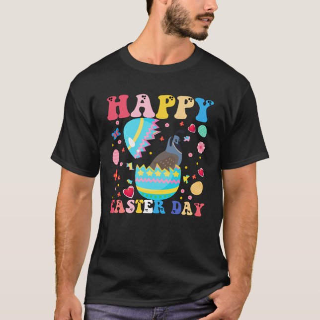 Happy Easter Bunny Quail  Easter Day Groovy T-Shirt (Vorderseite)