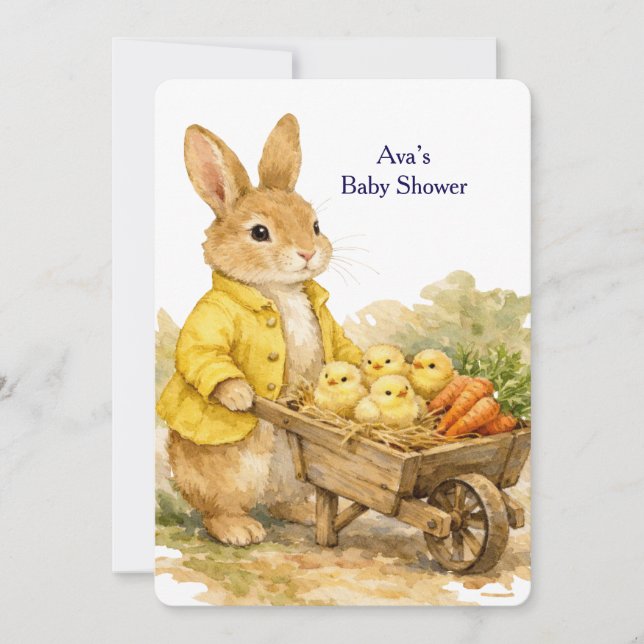 Happy Easter Bunny Rabbit Baby Shower Invitation Einladung (Vorderseite)