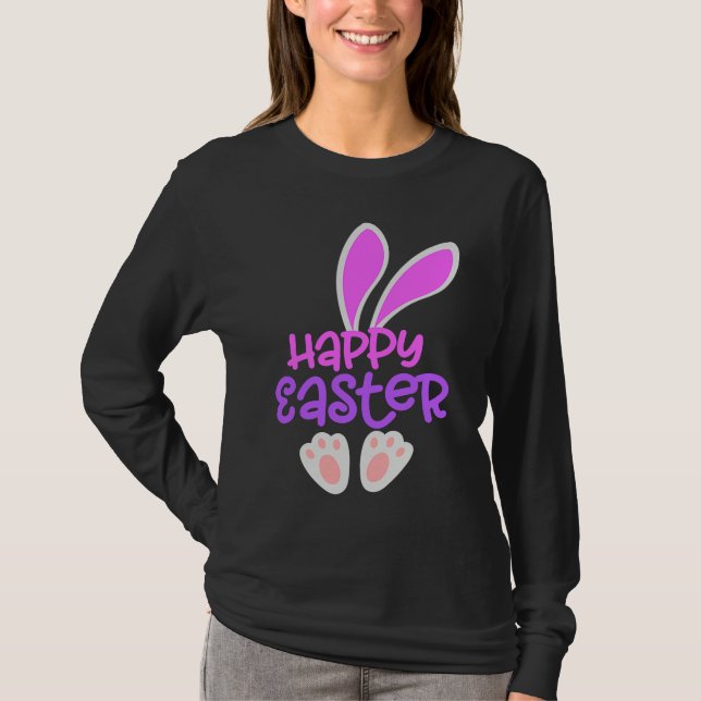 Happy Easter Bunny Rabbit Egg Hunt Cute Ears Girls T-Shirt (Vorderseite)