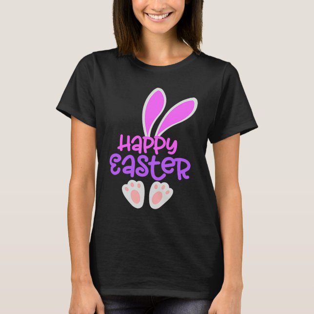 Happy Easter Bunny Rabbit Egg Hunt Cute Ears Girls T-Shirt (Vorderseite)