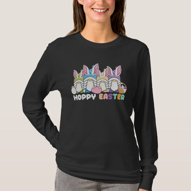 Happy Easter Bunny Rabbit Gnomes Easter Day Egg Hu T-Shirt (Vorderseite)