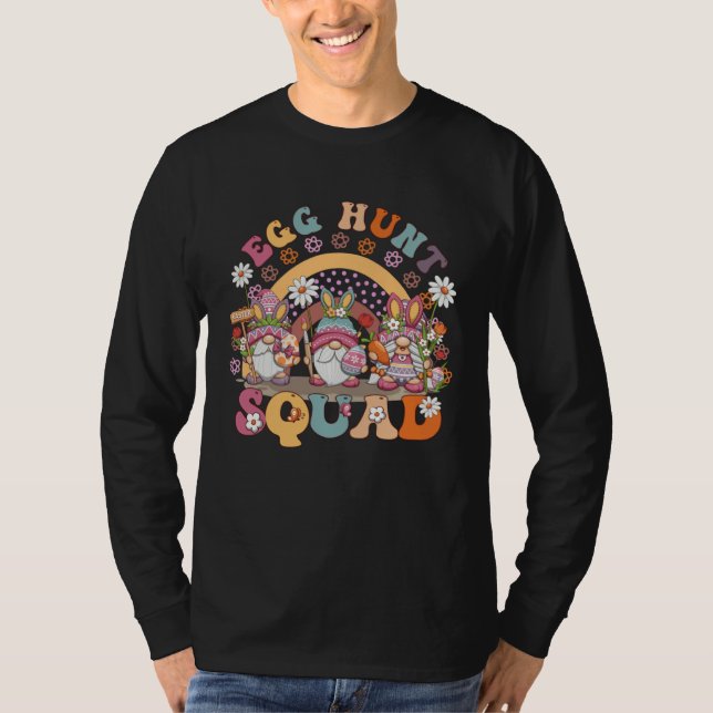 Happy Easter Bunny Rainbow  Gnome Egg hunt Squad T-Shirt (Vorderseite)
