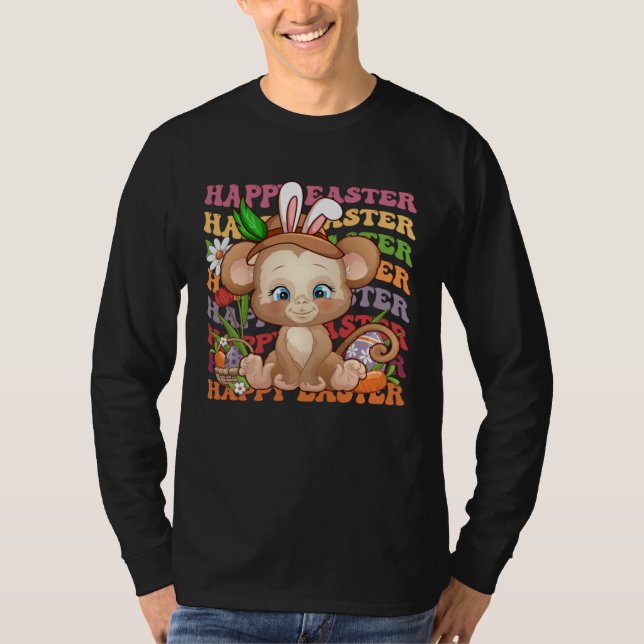 Happy Easter Bunny Rainbow Monkey  Easter Egg Hunt T-Shirt (Vorderseite)