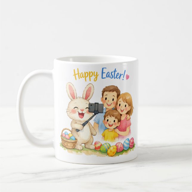 “Happy Easter Bunny Selfie Mug  Kaffeetasse (Links)