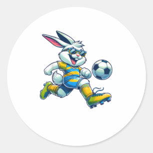 Happy Easter Bunny Soccer Player Lover Sport Rabbi Runder Aufkleber