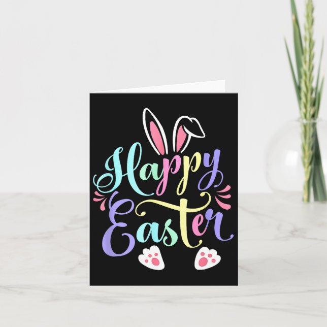 Happy Easter Bunny Spring Ostereier Osterfeier Shi Karte (Vorderseite)