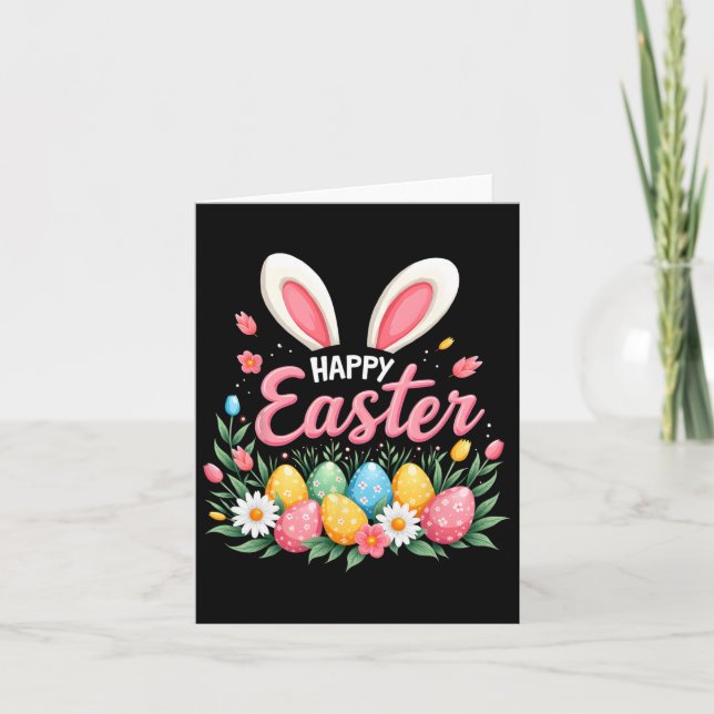 Happy Easter Bunny Spring Ostereier Osterfeier Shi Karte (Vorderseite)