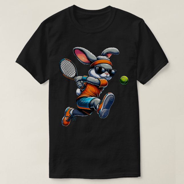 Happy Easter Bunny Tennis Player Lover Sport Rabbi T-Shirt (Design vorne)