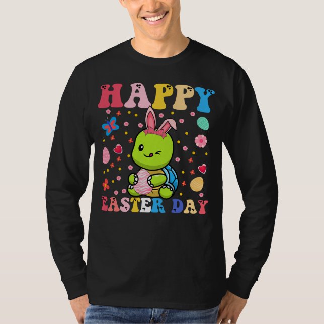 Happy Easter Bunny Turtle  Easter Day Groovy T-Shirt (Vorderseite)